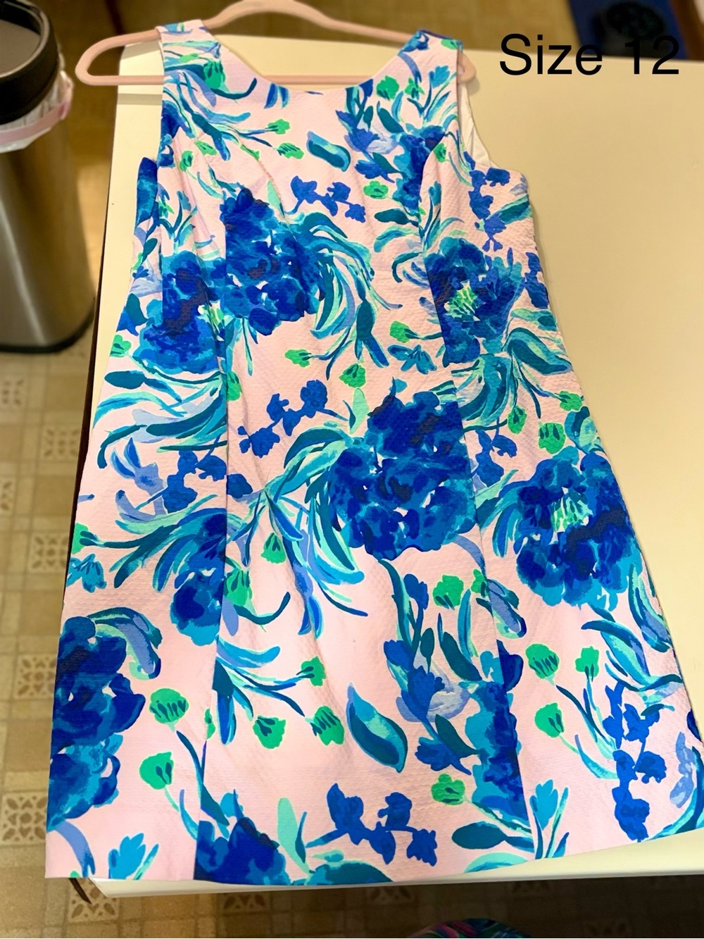 Lilly Pulitzer Pink A-Line Dress with Blue Floral Print